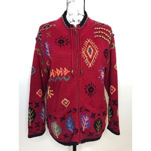 Icelandic Design Red Full Zip Sweater - small